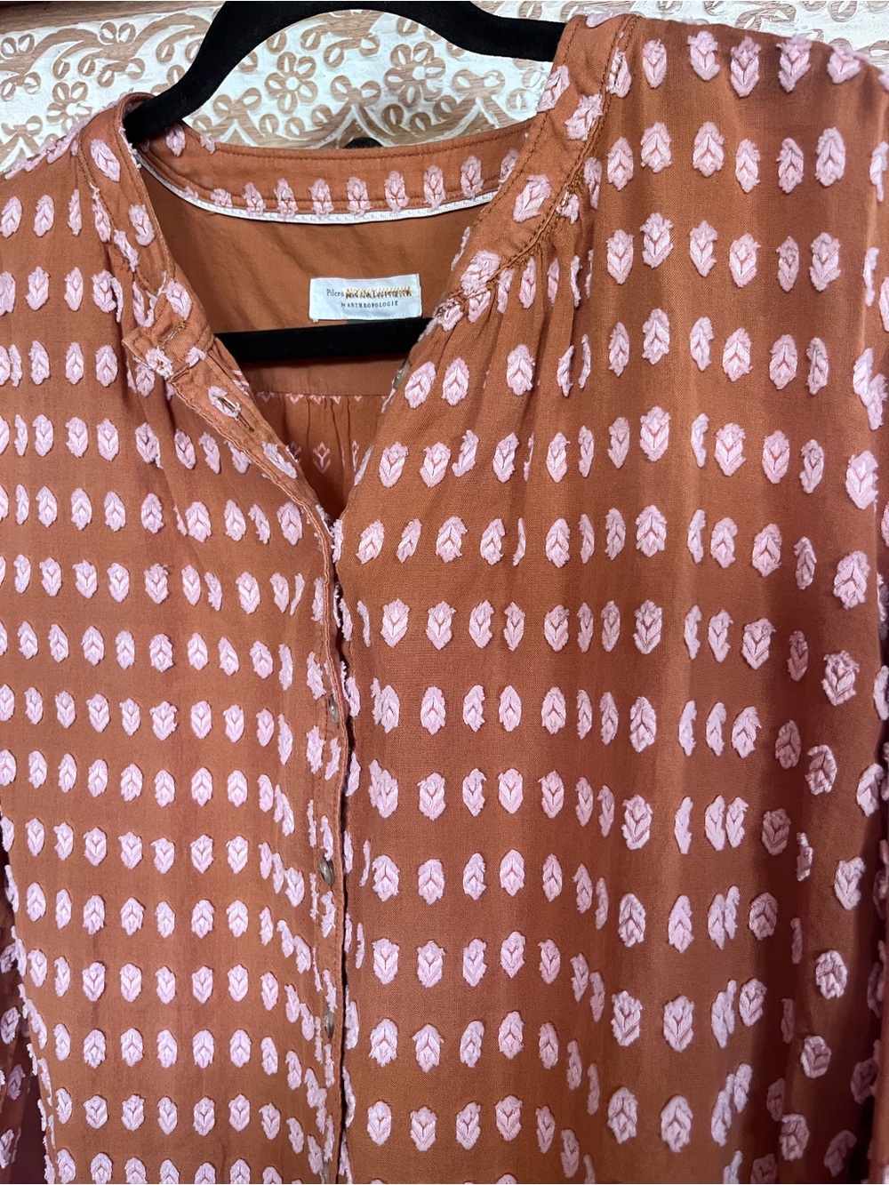 Anthropologie Pilcro & the Letterpress terracotta puff-sleeve blouse - Picture 3 of 9